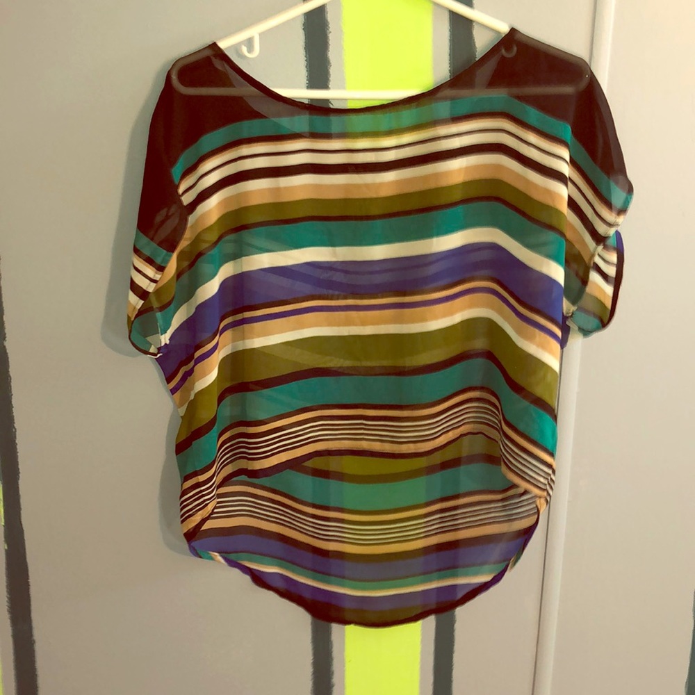 Pretty sheer striped flowing crop top